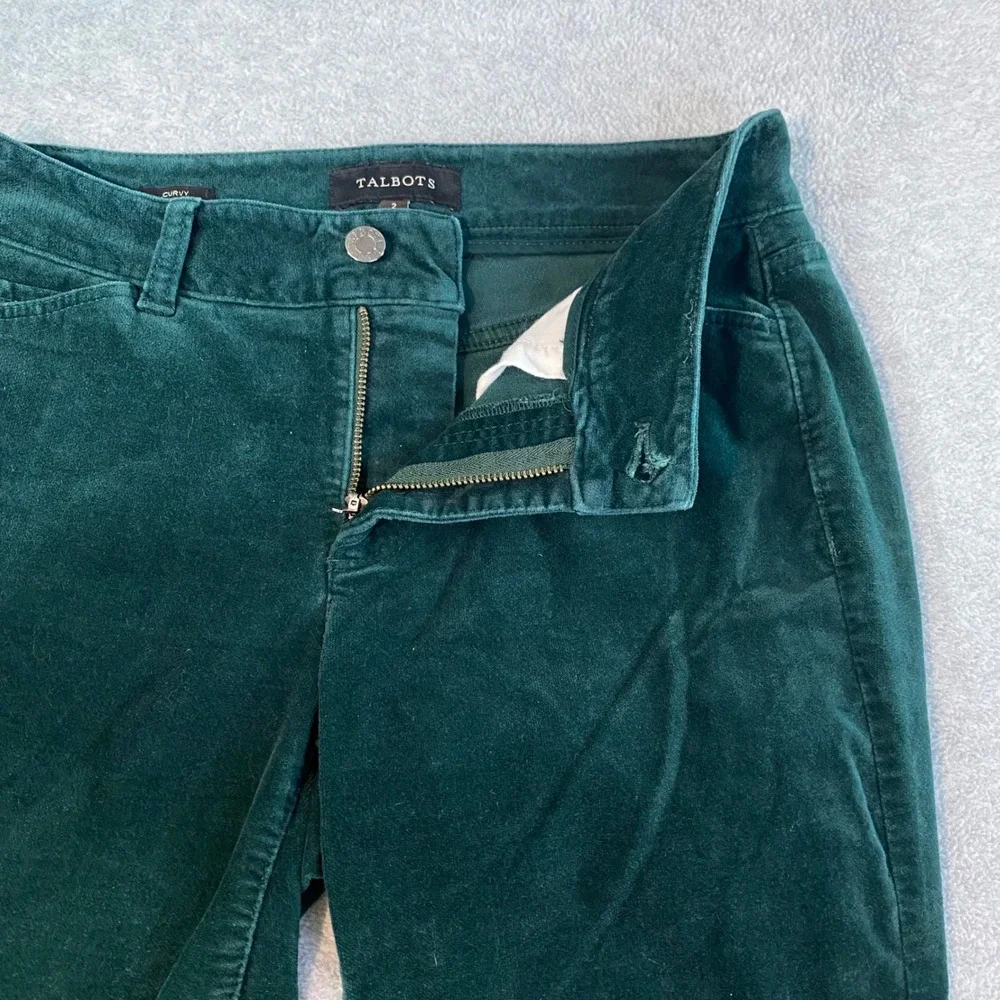 Talbots Jeans Pants‎ Women's Sz 2 Curvy Straight Dark Green Classic Comfort EUC